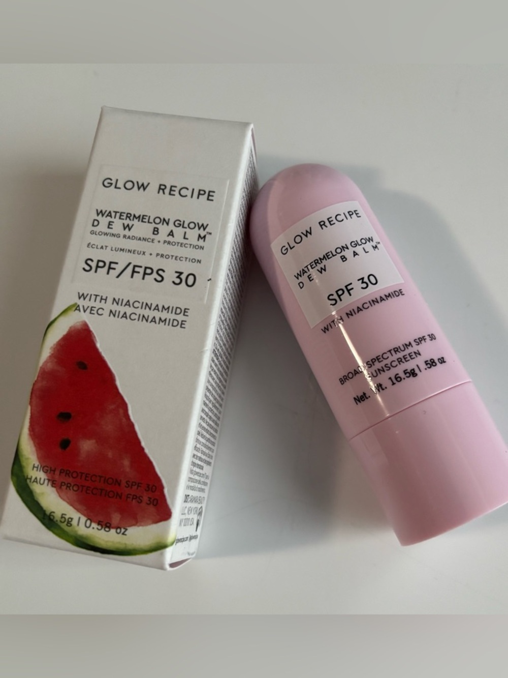 NWT GLOW RECIPE Watermelon Glow Niacinamide Dew Balm Face Sunscreen Stick-SPF 45